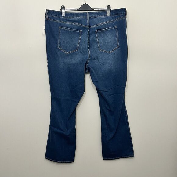 Old Navy Mid Rise Kicker Bootcut Jeans Womens Size 26 Long Dark Blue Denim NEW - Picture 2 of 10